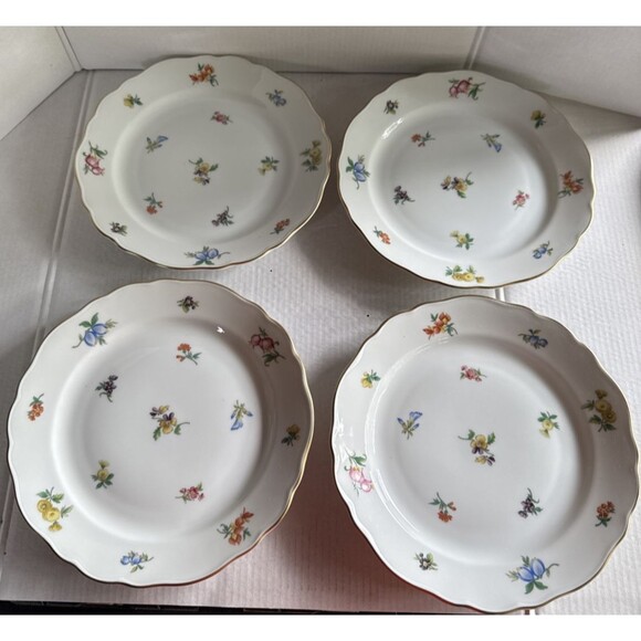 4 Hutschenreuther Mirabell Maria Theresa Porcelain Floral Salad Plates 7.5" - Picture 3 of 5